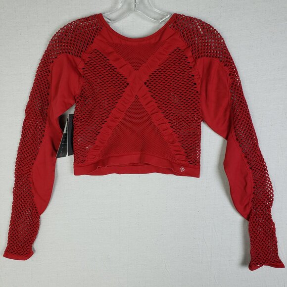 NWT Nux Active All Net Long Sleeve Top in Crimson size M/L Athleisure Yoga Gym - Picture 8 of 16